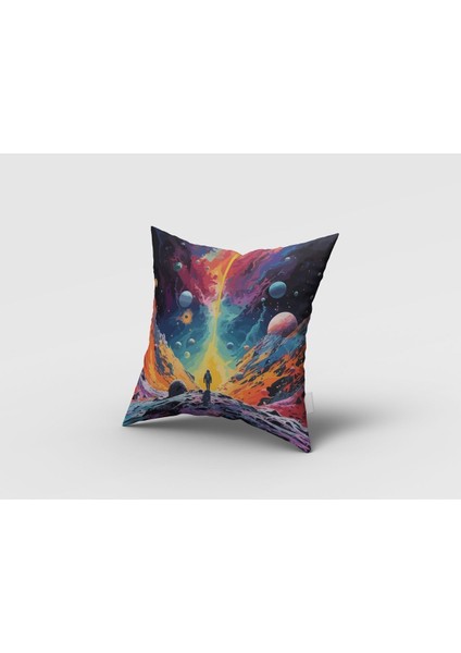 3D Uzay Temalı, Modern, Yeşil, Pembe, Sarı, Oturma Odası, Salon, Fon Perde - 1 Kanat modelleri