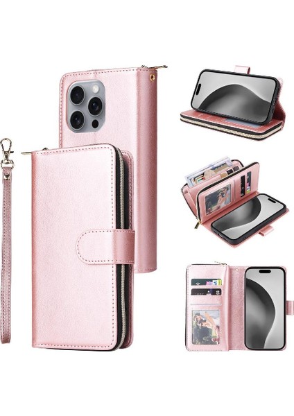 IPhone 16 Için Kılıf Pro Max Cüzdan Kılıf ile 9 Kart Yuvaları ile Kapak Çevirin (Yurt Dışından)