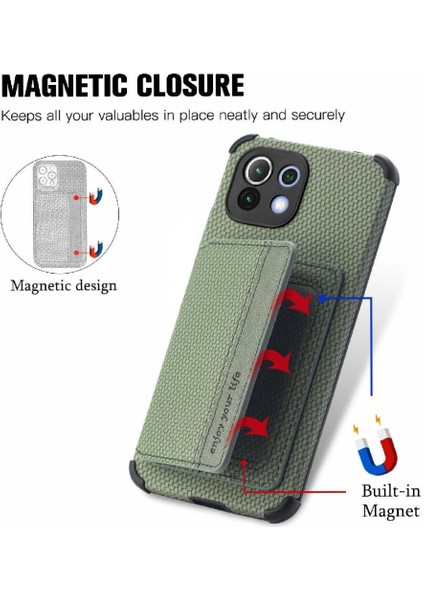 Xiaomi 11 Için Kılıf Standı Fonksiyonu Rfıd Engelleme Manyetik Kart Tutucu (Yurt Dışından) modelleri