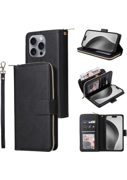 IPhone 16 Için Kılıf Pro Max Cüzdan Kılıf ile 9 Kart Yuvaları ile Kapak Çevirin (Yurt Dışından)