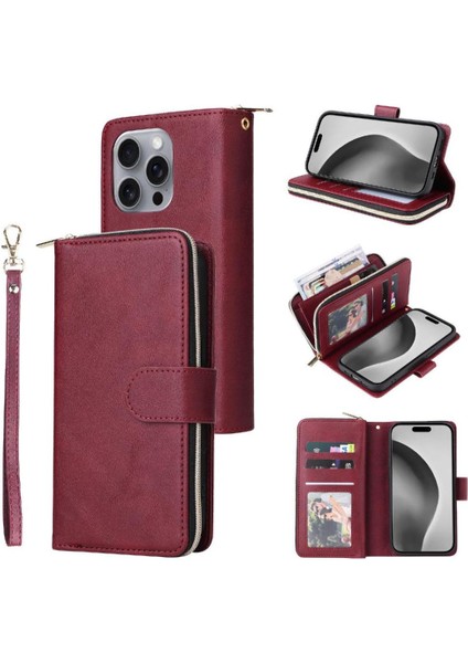 IPhone 16 Için Kılıf Pro Max Cüzdan Kılıf ile 9 Kart Yuvaları ile Kapak Çevirin (Yurt Dışından)