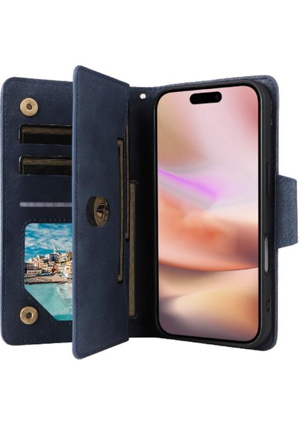 IPhone 16 Için Kılıf Fermuar Cüzdan Kapak Kart Tutucu Manyetik Deri ile (Yurt Dışından) fiyatları