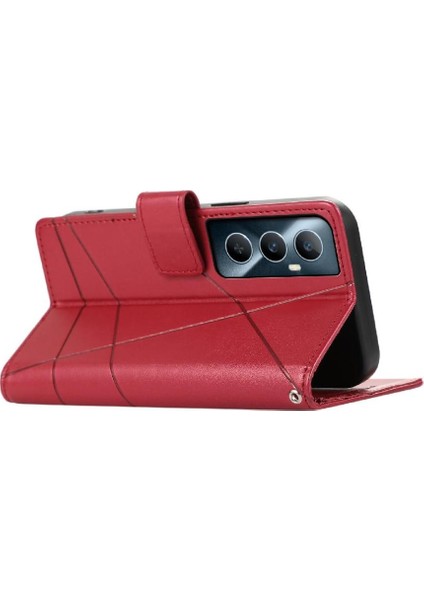 Realme C65 Üç Kart Yuvaları Için Flip Case Kickstand Şok Emici (Yurt Dışından)