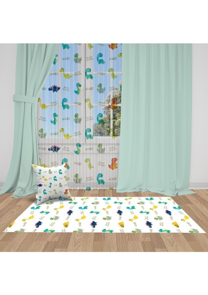 Açık Su Yeşili, Fon Perde, Ithal Kumaş, Çocuk ve Bebek Odası Fon Perde - 1 Kanat