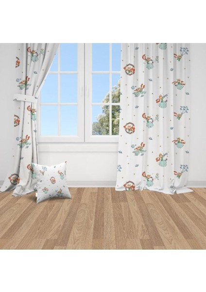 Küçük Prens Iı, Beyaz, Mavi, Ithal Kumaş, Çocuk ve Bebek Odası Fon Perde - 1 Kanat modelleri