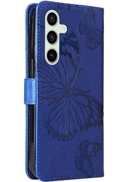 Samsung Galaxy S24 Fe Manyetik Kapak Için Kılıf Kart Yuvası Standı ile Pu Çevirin (Yurt Dışından)