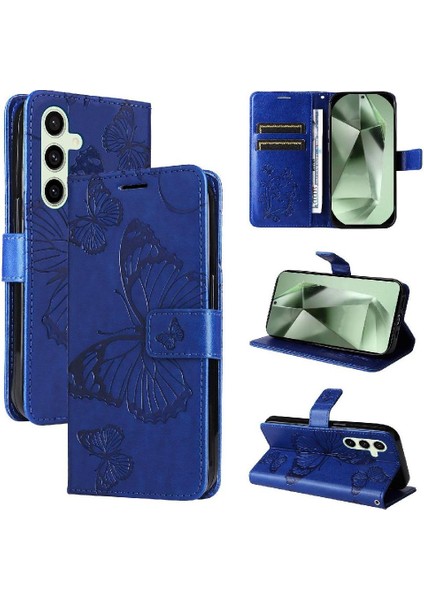 Samsung Galaxy S24 Fe Manyetik Kapak Için Kılıf Kart Yuvası Standı ile Pu Çevirin (Yurt Dışından)