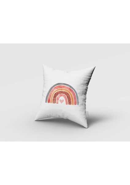 Gökkuşağı ve Kalp, Beyaz, Pembe, Ithal Kumaş, Çocuk ve Bebek Odası Fon Perde - 1 Kanat fırsatları