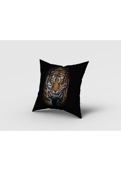 3D Kaplan, Siyah Zemin Kaplan, Kahverengi, Beyaz, Oturma Odası, Salon, Fon Perde - 1 Kanat modelleri