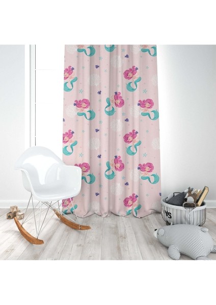 Pembe, Deniz Kızı, Pembe, Yeşil, Ithal Kumaş, Çocuk ve Bebek Odası Fon Perde - 1 Kanat modelleri