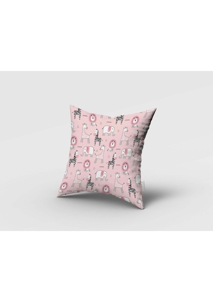 Pembe Iskandinav Hayvanları, Pembe, Ithal Kumaş, Çocuk ve Bebek Odası Fon Perde - 1 Kanat fırsatları