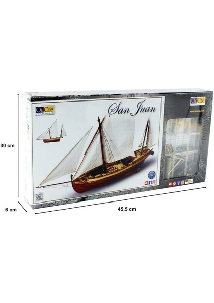 12001 1/70 Ölçek, San Juan Yelkenli Tekne Ahşap Model Kiti