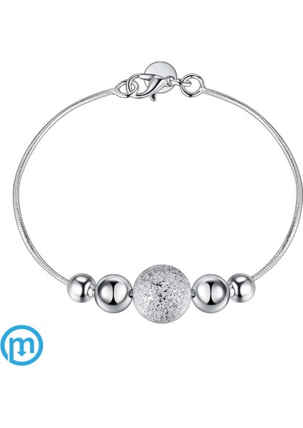 Top Desenli 925 Ayar Gümüş Kadın Bileklik