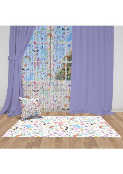 Mor Fon Perde, Ithal Kumaş, Çocuk ve Bebek Odası Fon Perde - 1 Kanat