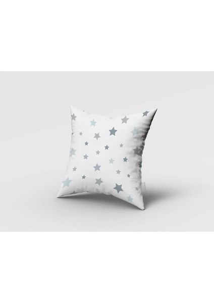 Mavi Yıldız, Beyaz, Mavi, Gri, Ithal Kumaş, Çocuk ve Bebek Odası Fon Perde - 1 Kanat fırsatları