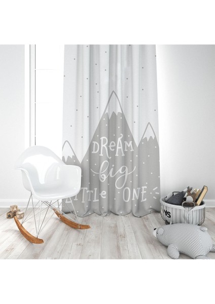 Iskandinav Stili Dağlar, Gri, Beyaz, Ithal Kumaş, Çocuk ve Bebek Odası Fon Perde -1 Kanat modelleri