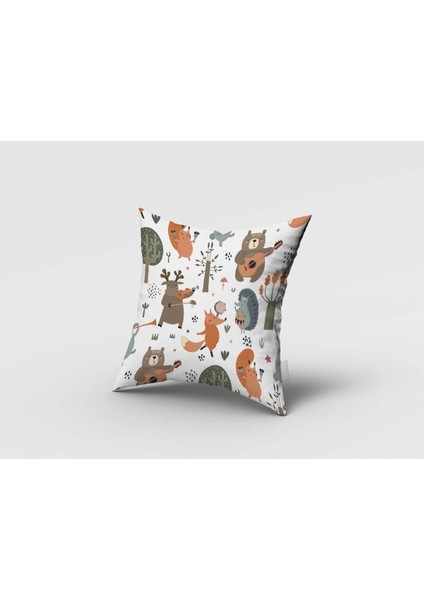 Müzisyen Orman Hayvanları, Beyaz, Kahverengi, Ithal Kumaş, Çocuk ve Bebek Odası Fon Perde - 1 Kanat fırsatları