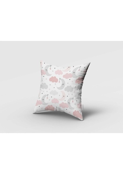 Pembe Ay, Beyaz, Pembe, Ithal Kumaş, Çocuk ve Bebek Odası Fon Perde - 1 Kanat fırsatları