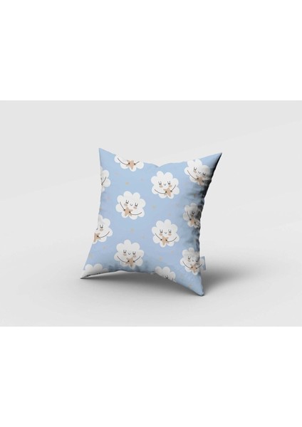 Yıldız, Gülen Bulutlar, Mavi, Beyaz, Ithal Kumaş, Çocuk ve Bebek Odası Fon Perde - 1 Kanat fırsatları