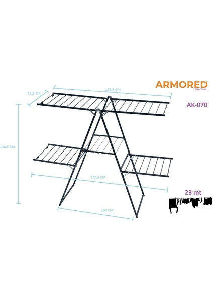 Armored Home Product Gri Zırhlı-Kırılmaz-Borulu Sağlam Çamaşır Kurutmalığı Metal