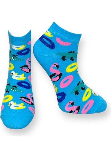 Unisex Flamingo Desenli Patik Çorap