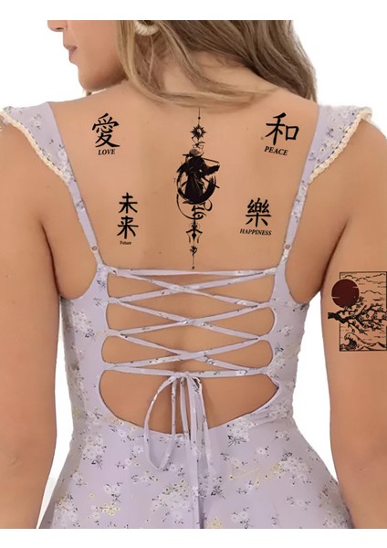 Japon Samurayı Veyazılar Sırt Kol Bacak Vucut Için Geçici Dövme fiyatları