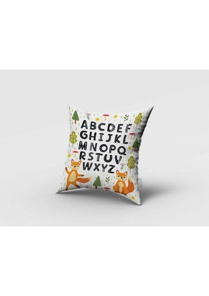 Alfabe, Orman, Tilki, Beyaz, Yeşil, Ithal Kumaş, Çocuk ve Bebek Odası Fon Perde - 1 Kanat fırsatları