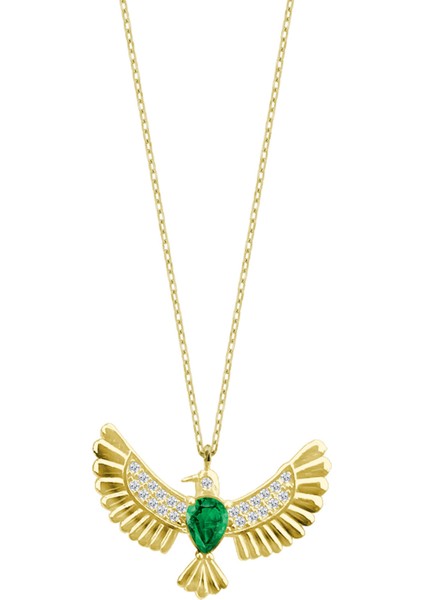 Alaycı Kuş Mockingbird 925 Ayar Sarı Renk Kolye