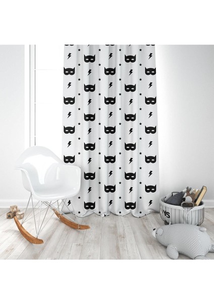 Batman, Beyaz, Siyah, Ithal Kumaş Çocuk ve Bebek Odası Fon Perde 1 Kanat modelleri