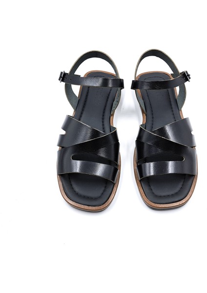 CAP917A Hakiki Vaketa Deri Bodrum Tarzı Siyah Kadın Sandalet fiyatları