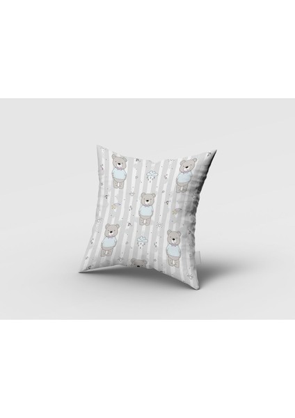 Sevimli Ayıcıklar, Gri, Mavi, Ithal Kumaş, Çocuk Odası, Genç Odası Fon Perde - 1 Kanat fırsatları