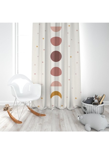 Bohem, Elegant, Krem, Kahverengi, Ithal Kumaş, Çocuk ve Bebek Odası Fon Perde - 1 Kanat modelleri