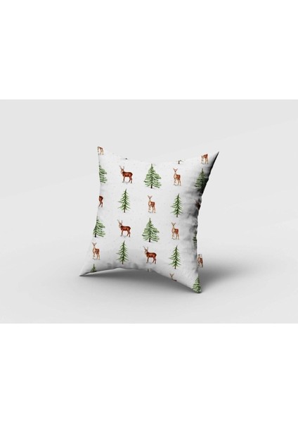 Geyik ve Ağaç, Beyaz, Yeşil, Ithal Kumaş, Çocuk ve Bebek Odası Fon Perde - 1 Kanat fırsatları