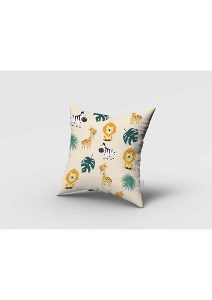 Safari Aslan, Krem, Yeşil, Ithal Kumaş, Çocuk ve Bebek Odası Fon Perde - 1 Kanat fırsatları