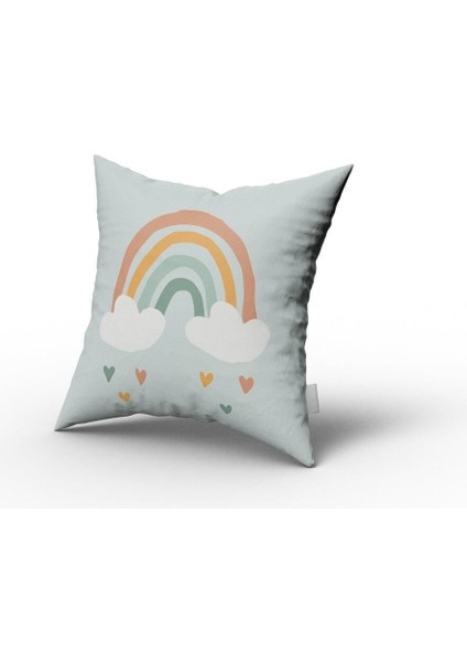 Gökkuşağı Turkuaz Zemin, Ithal Kumaş Çocuk ve Bebek Odası Fon Perde - 1 Kanat fırsatları