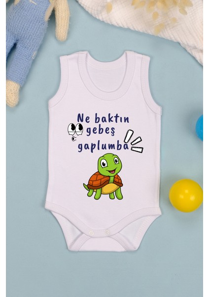 Pamuklu Gebeş Gaplumba Baskılı Çıtçıt Body Zıbın