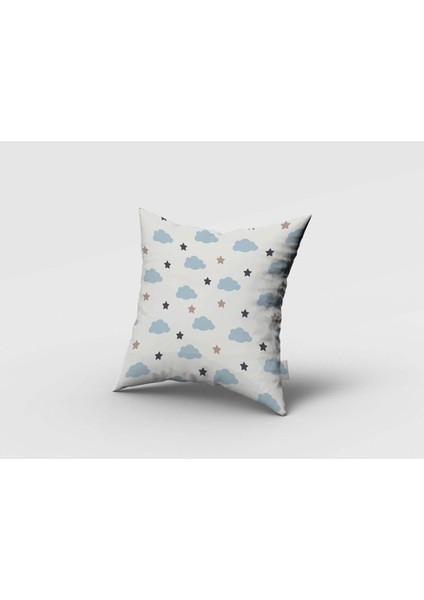 Bulutlar ve Yıldızlar, Beyaz, Mavi, Ithal Kumaş, Çocuk ve Bebek Odası Fon Perde - 1 Kanat fırsatları