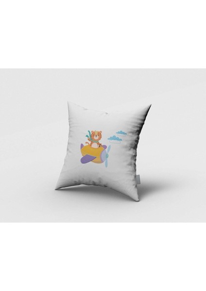 Uçan Safari Hayvanları, Beyaz, Yeşil, Sarı, Ithal Kumaş, Çocuk ve Bebek Odası Fon Perde - 1 Kanat fırsatları