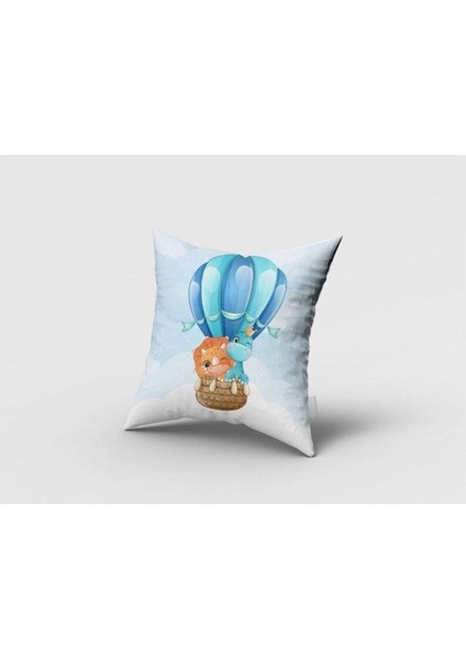 Uçan Safari Hayvanları, Mavi, Ithal Kumaş, Çocuk ve Bebek Odası Fon Perde - 1 Kanat fırsatları