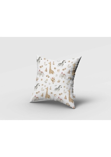 Safari Hayvanları, Zürafa, Fil, Beyaz, Ithal Kumaş, Çocuk ve Bebek Odası Fon Perde - 1 Kanat fırsatları