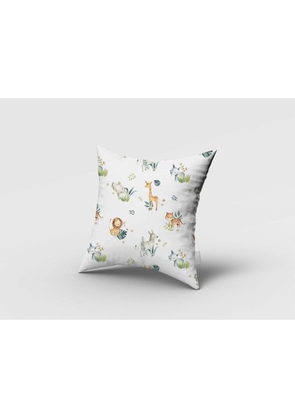 Sulu Boya Efektli, Safari Hayvanları, Beyaz, Sarı, Çocuk ve Bebek Odası Fon Perde - 1 Kanat fırsatları