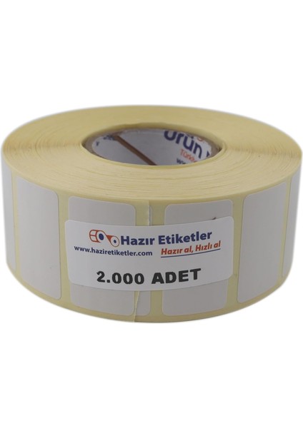 Etiket 35MM x 20MM Ruloda 2000 Adet 40MM Kuka Çapında Baskısız Barkod Yazıcı Etiketi