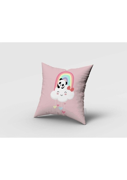 Panda ve Gökkuşağı, Pembe, Ithal Kumaş, Çocuk ve Bebek Odası Fon Perde - 1 Kanat fırsatları