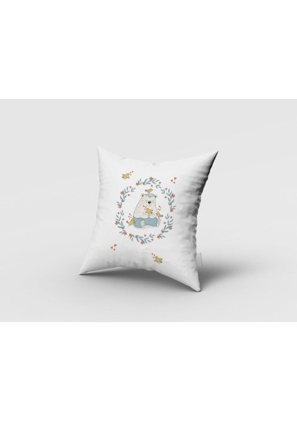 Çiçekli Taç, Ayı ve Kuş, Mavi, Sarı, Ithal Kumaş, Çocuk ve Bebek Odası Fon Perde - 1 Kanat fırsatları