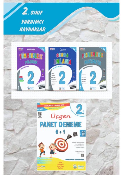Üçgen 2.sınıf Tüm Derslere Yolculuk+Problemlerle Matematik+ Okuma Anlama + Paket Deneme 6+1 -2024