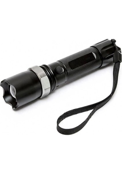 KM-110 Profesyonel Şarjlı El Feneri Ledli+Flashlight+Zoom Özellikli Tüfek Aparatlı 6 Parça Full Set