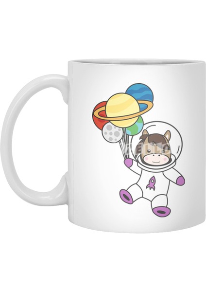 Astronaut Horse Ponny Planet Earth Mars Beyaz Kupa
