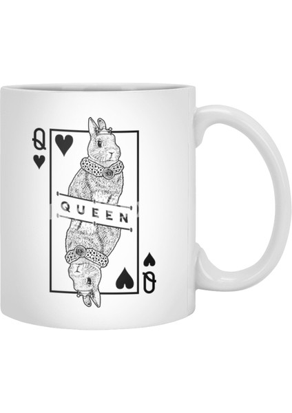Netherland Dwarf Bunny Rabbit Queen Of Hearts Funny Pet Beyaz Kupa