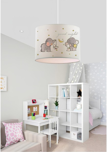 81 - 90 cm Homing Kids Kumaş Baskılı Çocuk Odası AYD-2879 Fil Desenli Sarkıt Kumaş 24 x 80 Bebek /