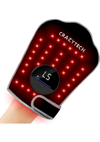 Crazytech El Agrısı Giderici Kırmızı Işık Terapi Eldiveni, 660NM, 850NM